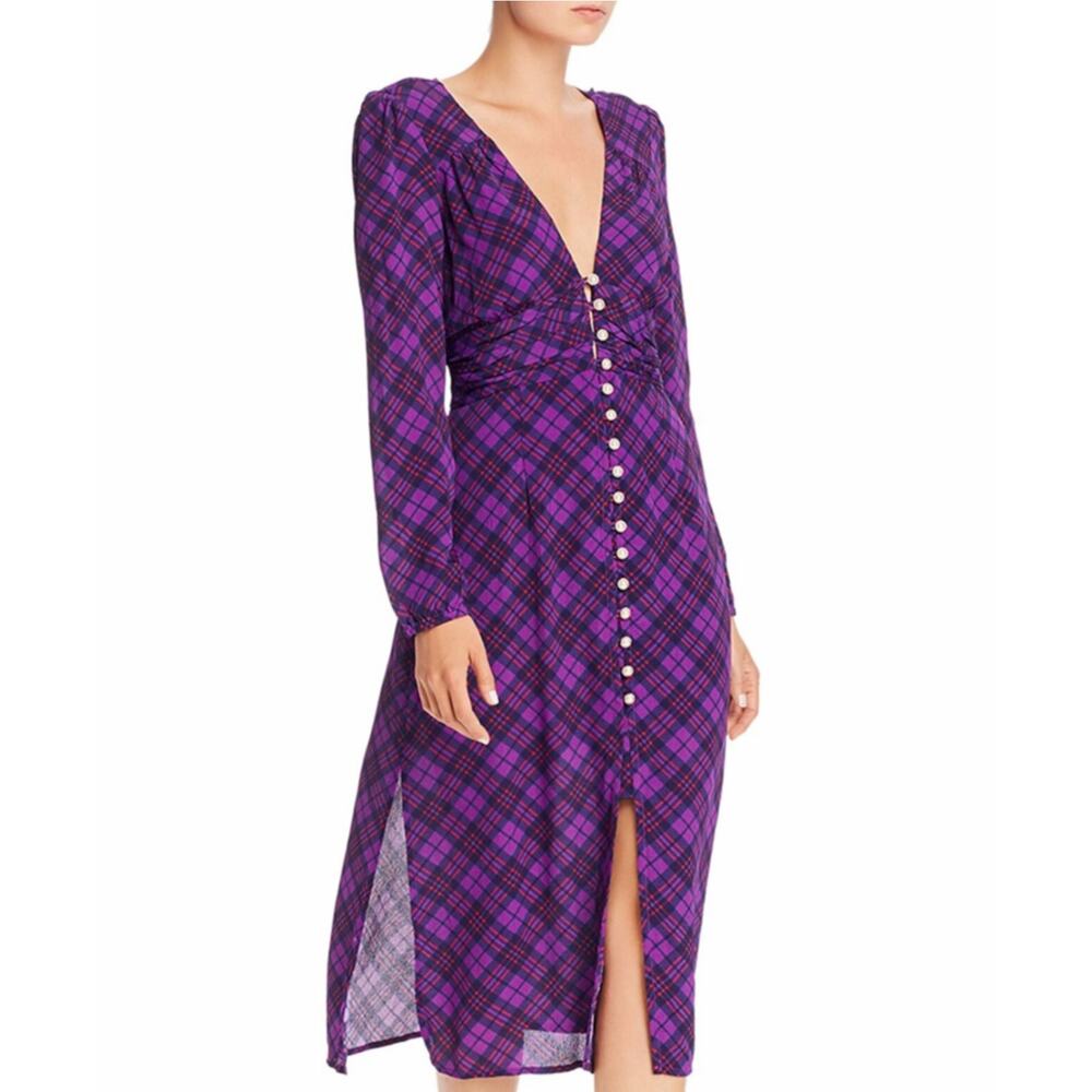Rahi Purple Plaid Midi Dress Size S
